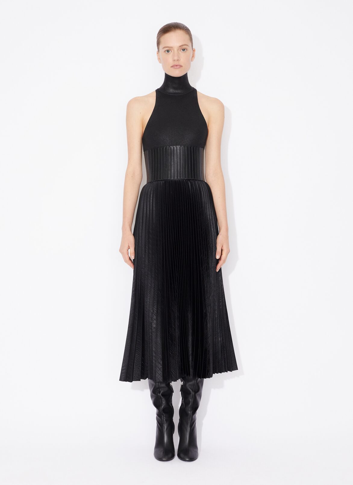 CROCODILE SATIN MIDI SKIRT ALAÏA BLACK CROCODILE SATIN MIDI SKIRT